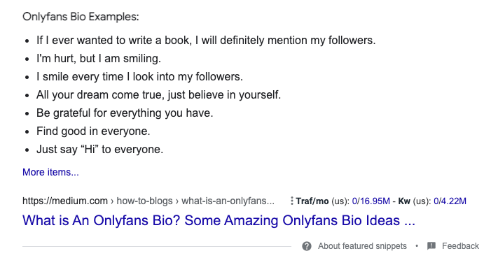 Only fans bio examples